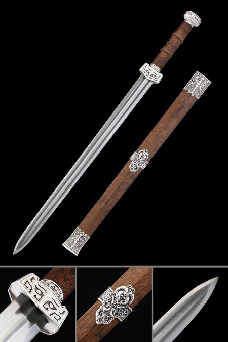 Handgefertigtes Chinesisches Gerades Zweischneidiges Schwert 1095 Kohlenstoffstahl Han-dynastie