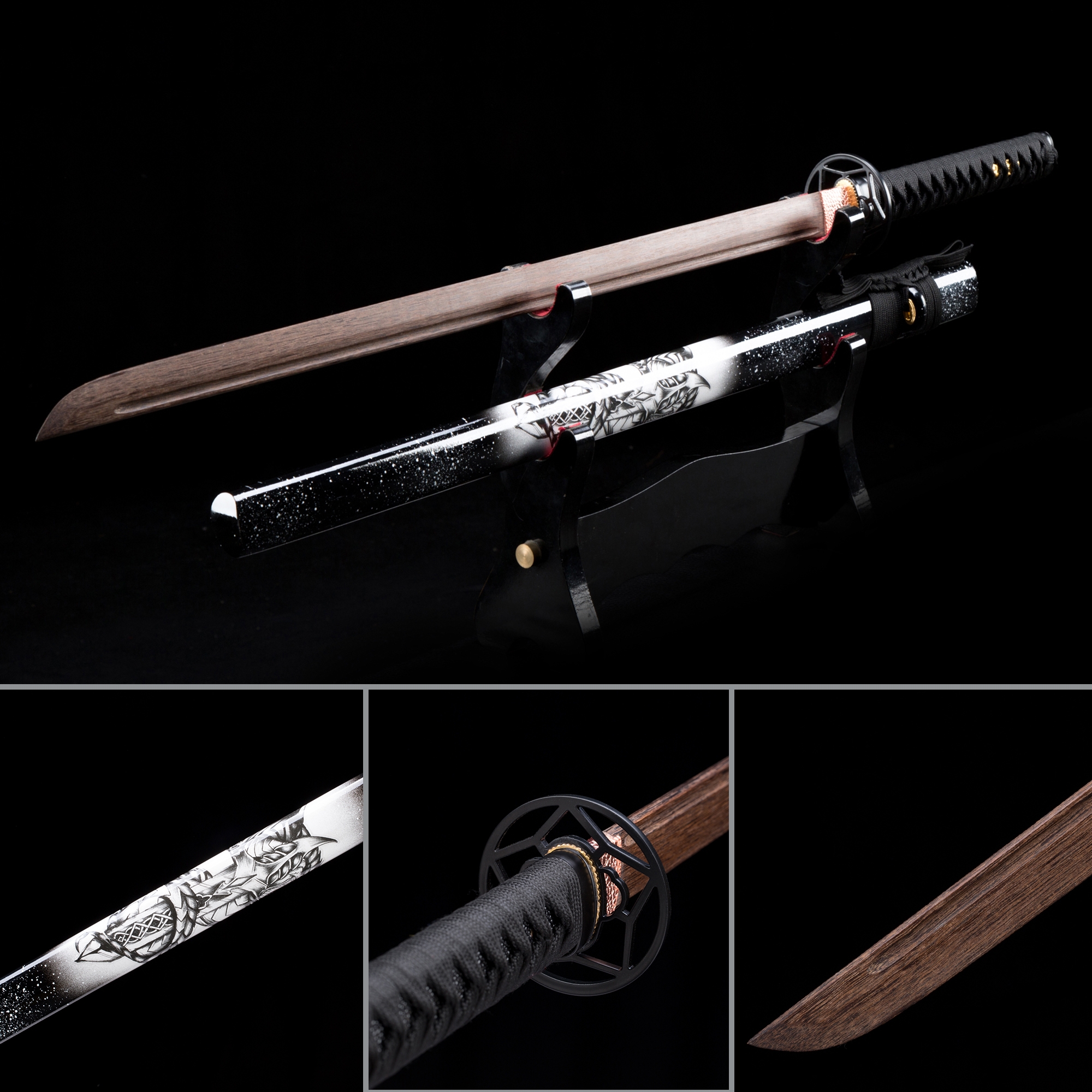 Handmade Brown Wooden Straight Blade Bokken Practice Ninjato Ninja