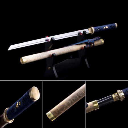 Handmade T10 Carbon Steel Straight Blade Chokuto Japanese Ninjato Ninja Swords With Copper Scabbard