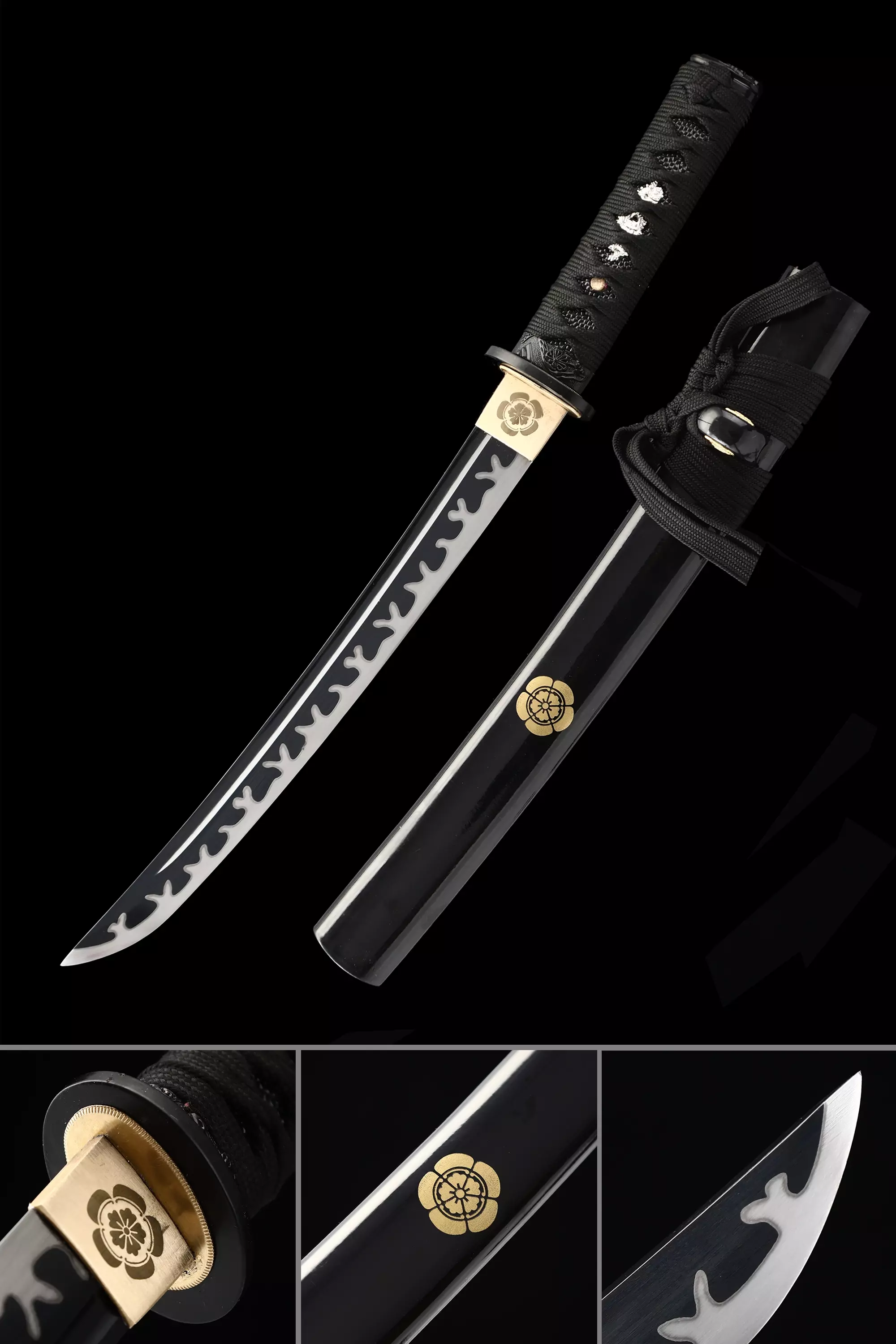 Short Katana Handmade Tanto Sword High Manganese Steel With Black Blade Truekatana 2730