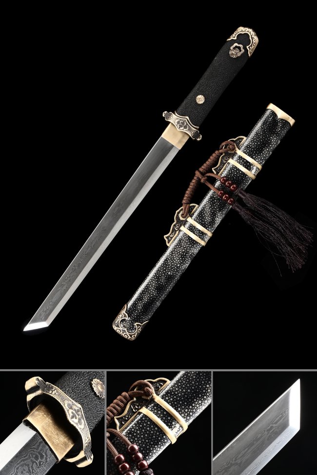 Fully Handmade Real Fish Leather Short Chinese Tang Straight Sword Tang Dao