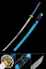 Handmade Japanese Samurai Sword 1045 Carbon Steel With Blue Scabbard