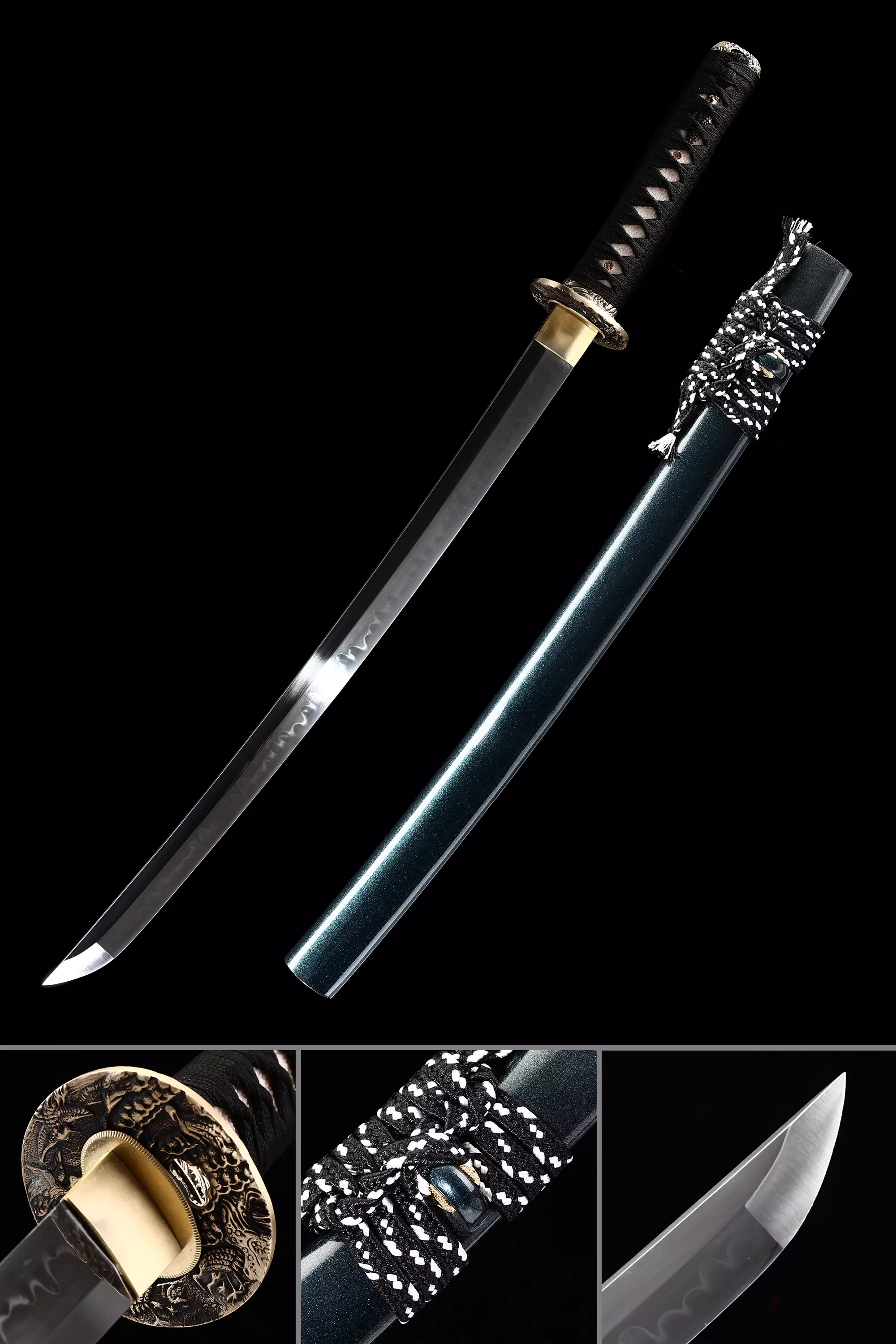 Wakizashi Sword | Handmade Wakizashi Sword T10 Folded Clay Tempered ...