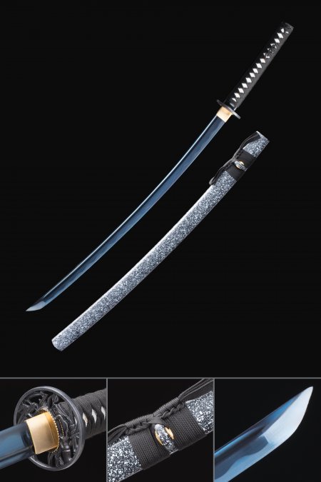 Handmade Japanese Katana Sword 1060 Carbon Steel Full Tang With Blue Blade