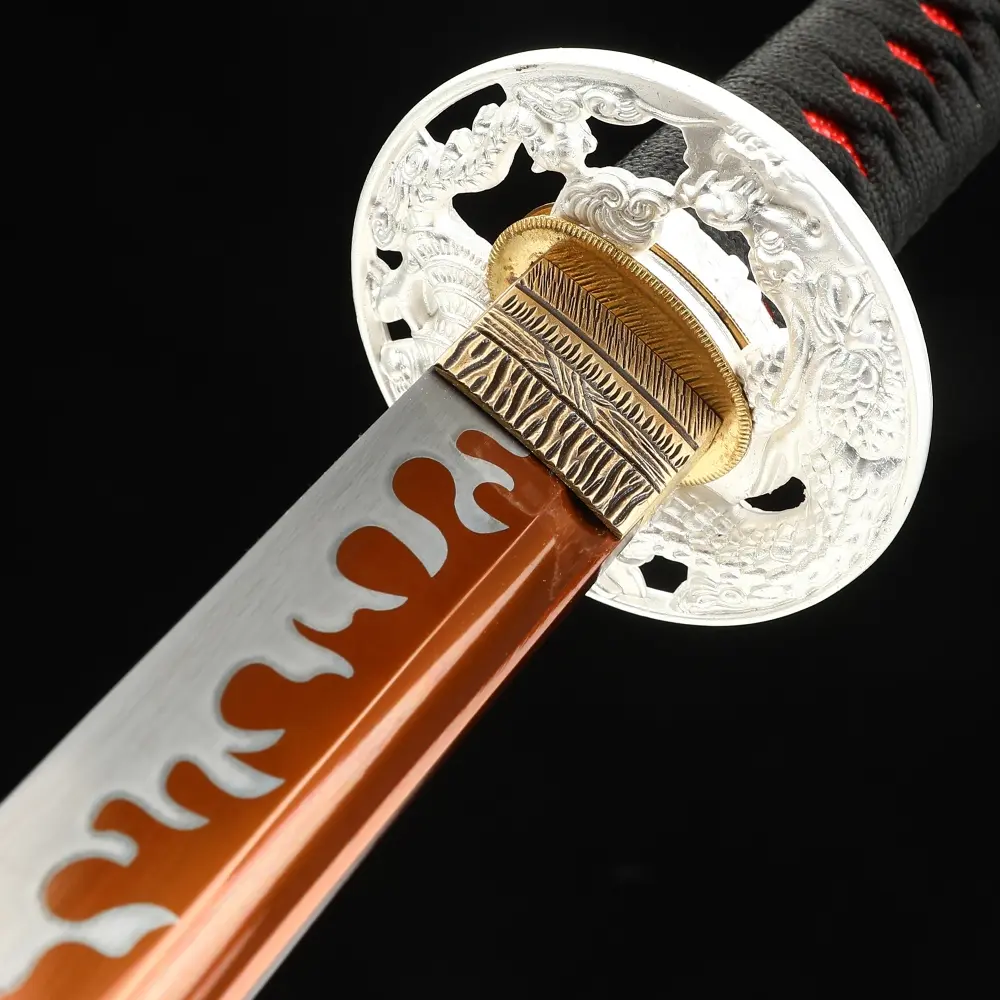 1095 Steel Katana | 1095 Carbon Steel Katana with Orange Flame