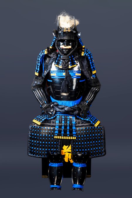 Handmade Black And Blue Japanese Samurai Armor, Life Size Yoroi