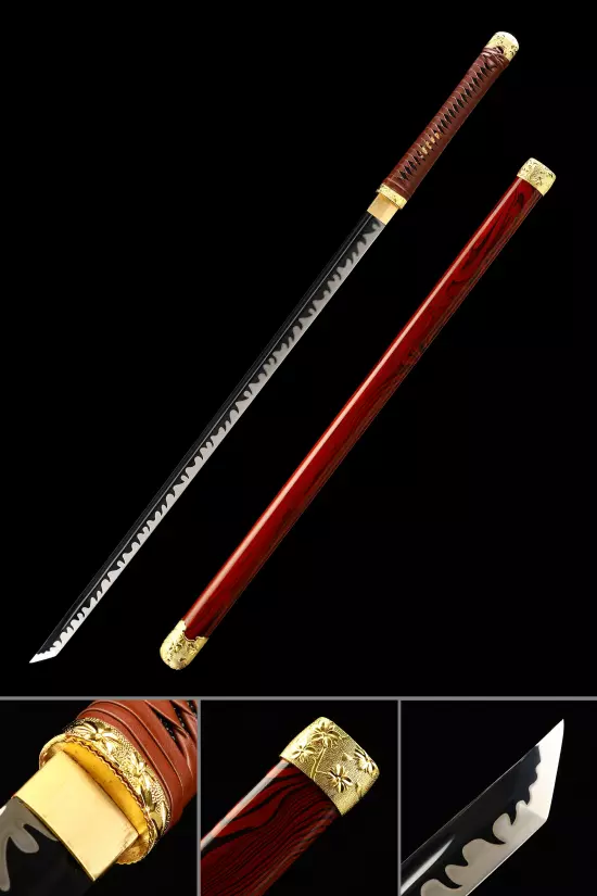 Handmade Japanese Ninjato Sword With Rosewood Scabbard