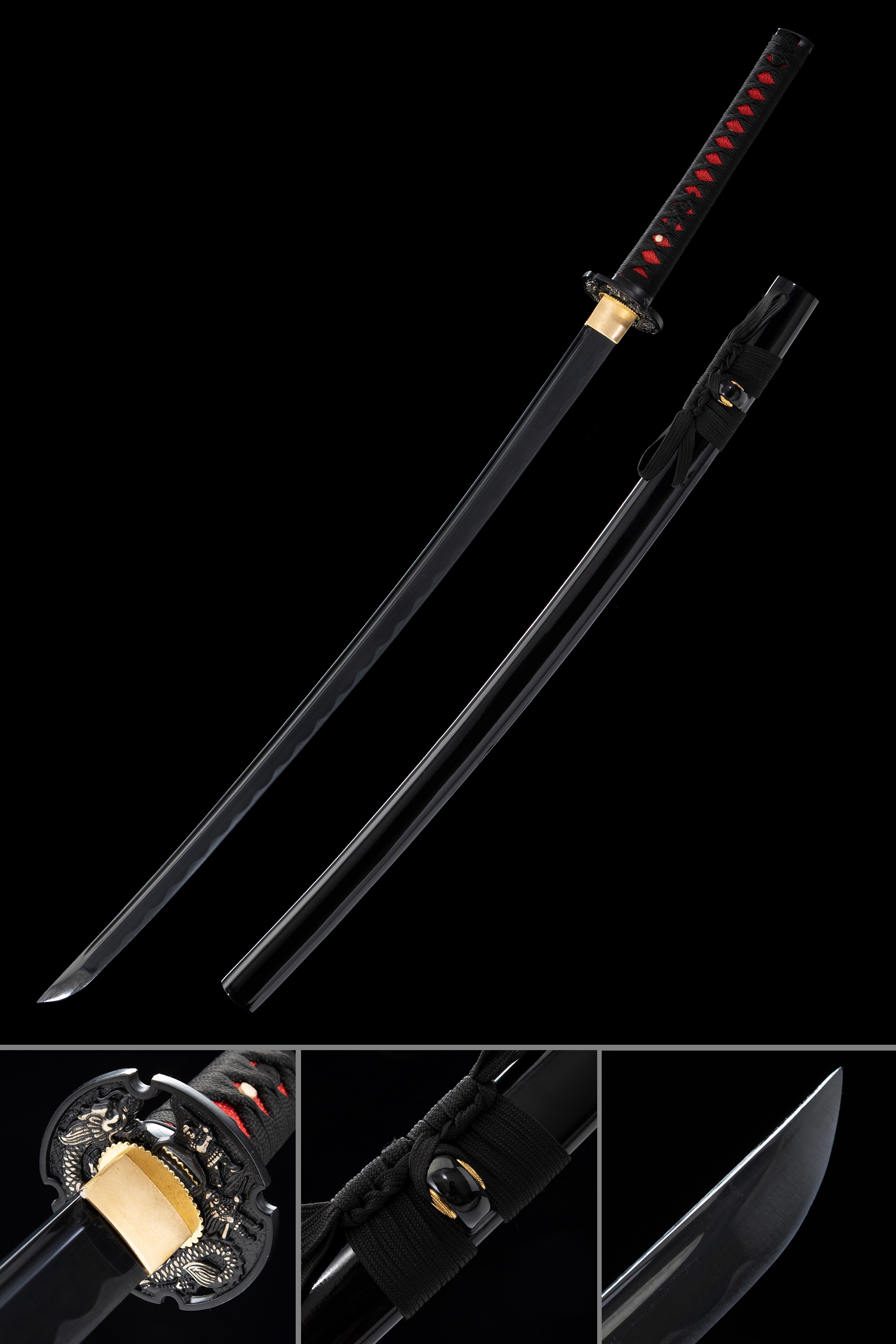 Handmade Japanese Samurai Sword 1060 Carbon Steel With Dragon Tsuba