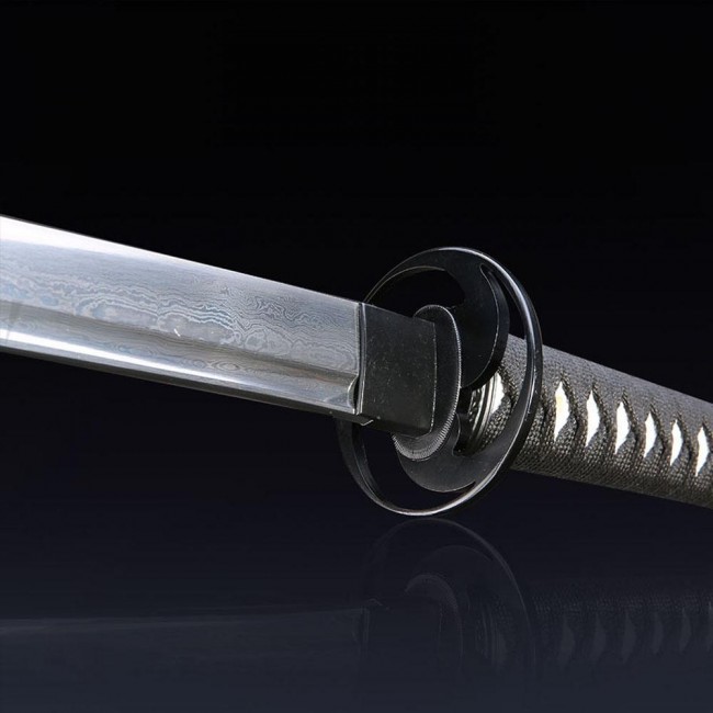 Black Katana  Handmade Japanese Samurai Sword Damascus Steel - TrueKatana