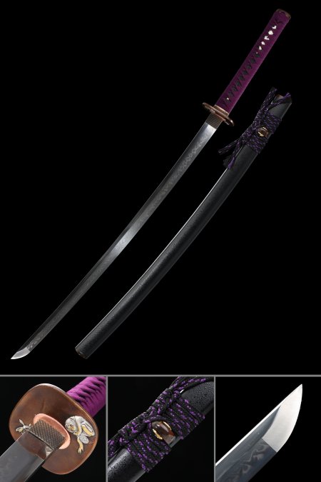 Handmade Japanese Katana Sword T10 Carbon Steel With Purple Handle