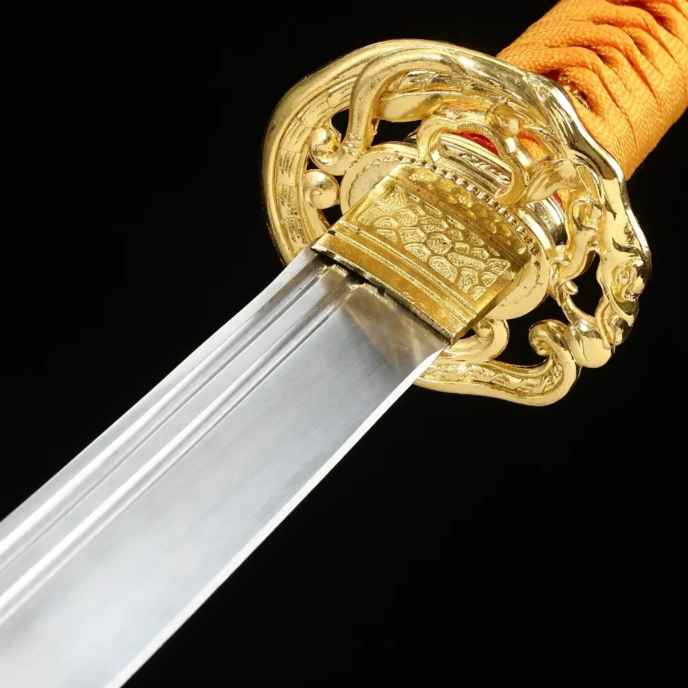 Japanese Sword | 1065 Carbon Steel Katana with Skull Gold Tsuba