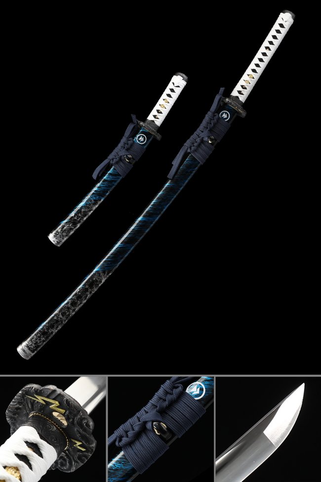 Ghost of Tsushima Katana and Tanto Set - Jin Sakai Replica, Manganese Steel, Blue Saya