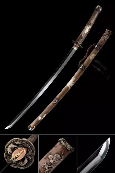 High-performance Japanese Tachi Odachi Sword Pattern Steel With Brown Saya