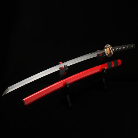 High-performance Japanese Katana Sword Damascus Steel With Red Scabbard