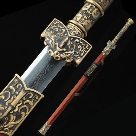 Espada De La Dinastía Han China Real De Acero Plegado De 1000 Capas De Alto Rendimiento Con Vaina De Palisandro