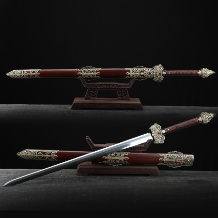 Handmade Rosewood Damascus Steel Full Tang Chinese Sword Name Of Feng Shen