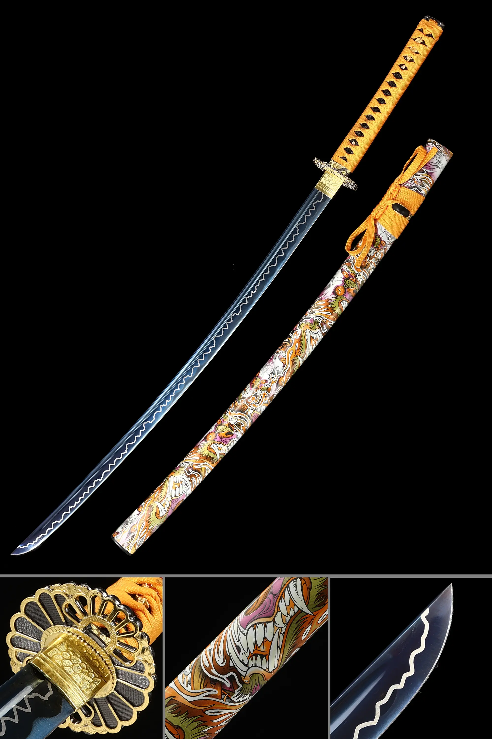Blue Blade Katana Handmade Full Tang Katana Sword 1065 Carbon Steel With Blue Lightning Theme