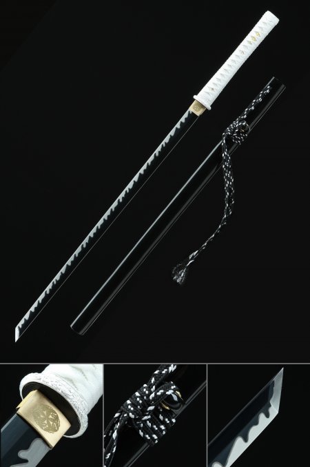 Handmade Japanese Straight Ninja Sword With Black Blade