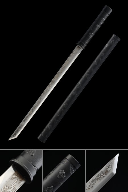 Handmade Japanese Ninjato Sword With Tiger Theme Blade