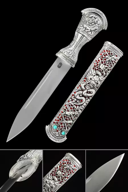 Chinese Tibetan Knife, Double Edge Blade Knife Self Defense