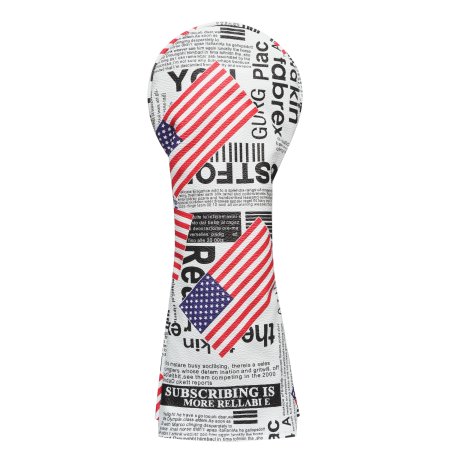 Vintage Newspaper Style Driver Headcover - White