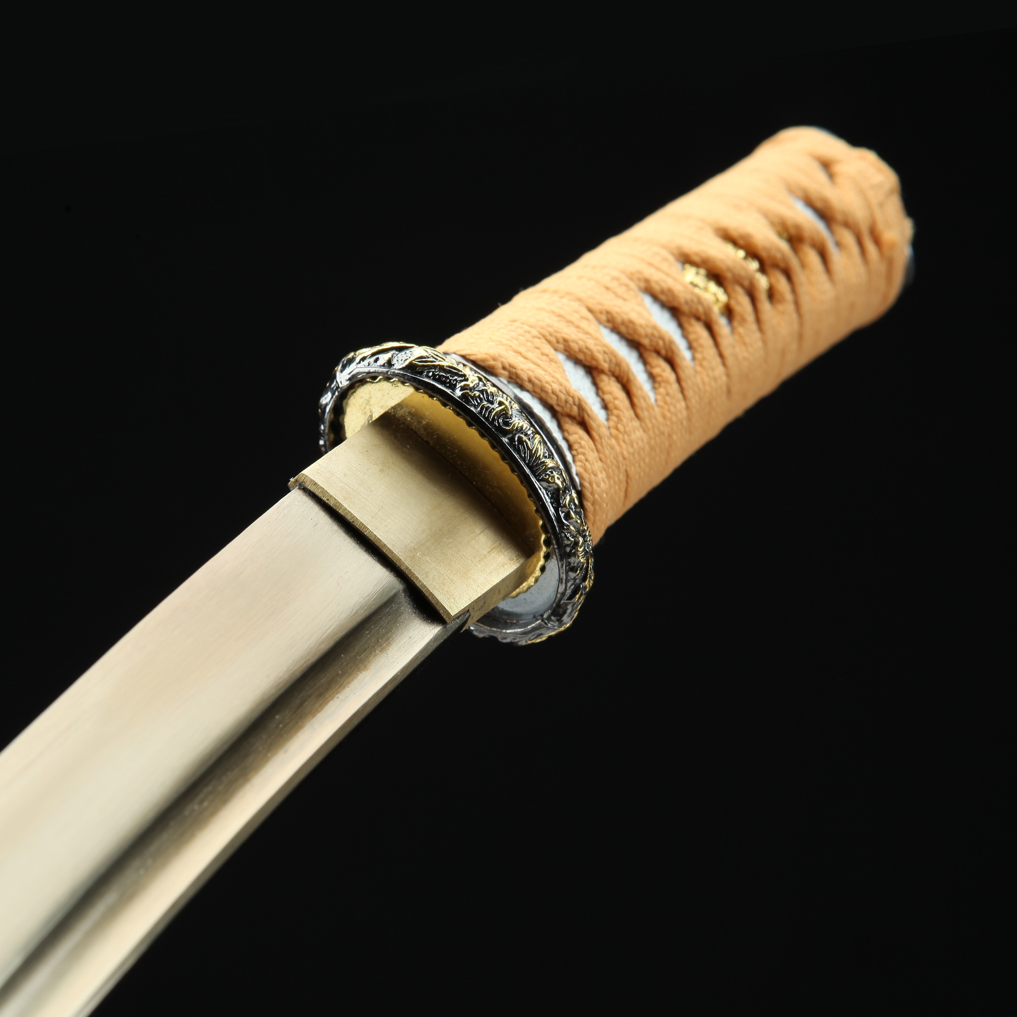 Handmade Japanese Short Tanto Sword 1045 Carbon Steel With Golden Blade ...