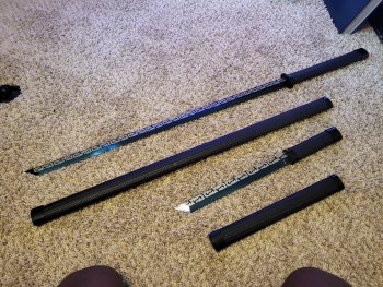 Handmade Chokuto Ninjato And Tanto Sword Set With Blue Blade
