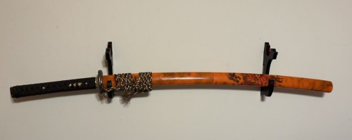 Handmade Japanese Samurai Sword High Manganese Steel With Orange Scabbard