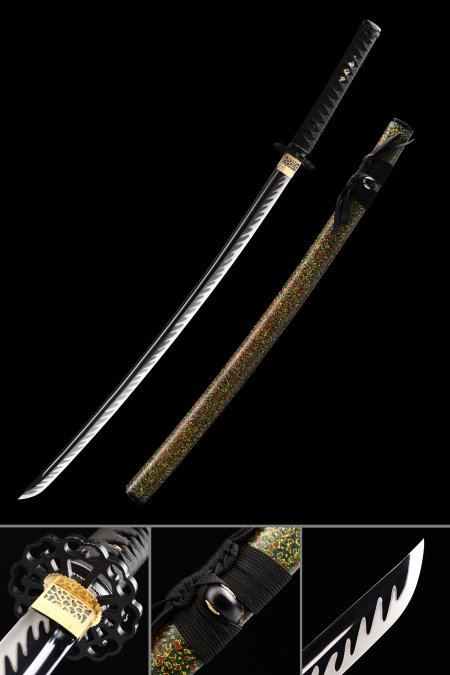 Handmade T10 Carbon Steel Green Saya Full Tang Real Japanese Katana Samurai Swords