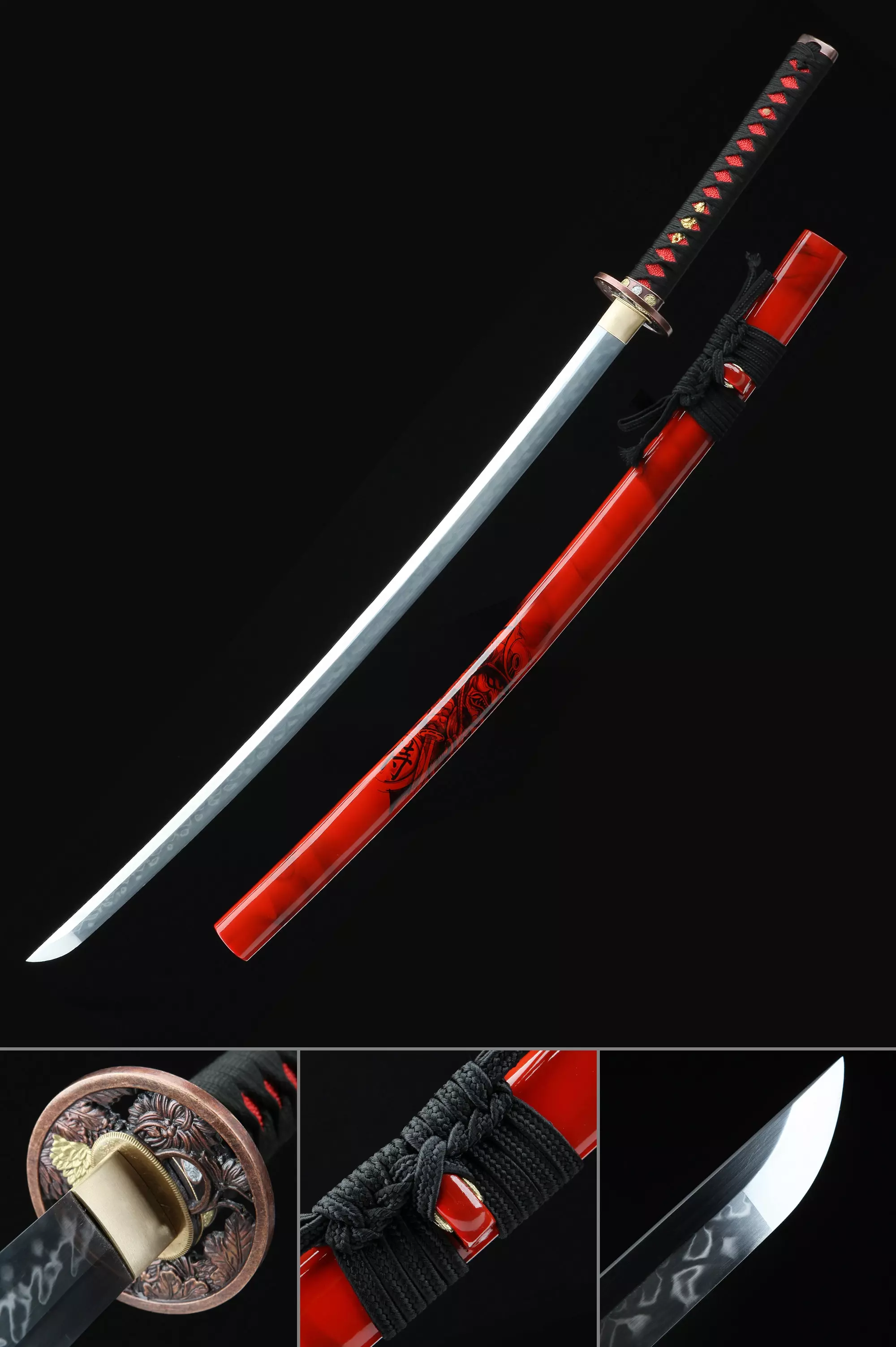 Red Katana | Handmade Japanese Katana Sword T10 Carbon Steel With Red ...