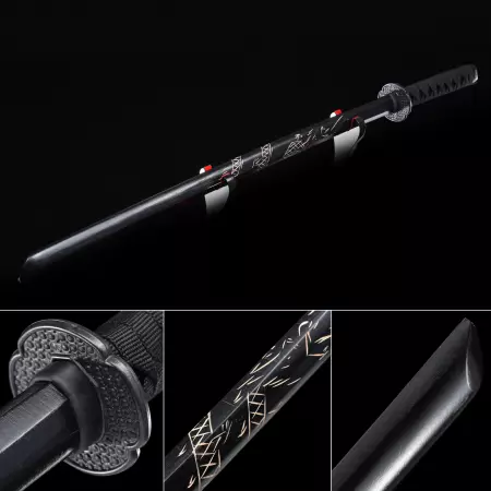 Handmade Black Wooden Kendo Stick Kendo Bokken Iaido Practice Daito Sparring Training Katana Swords