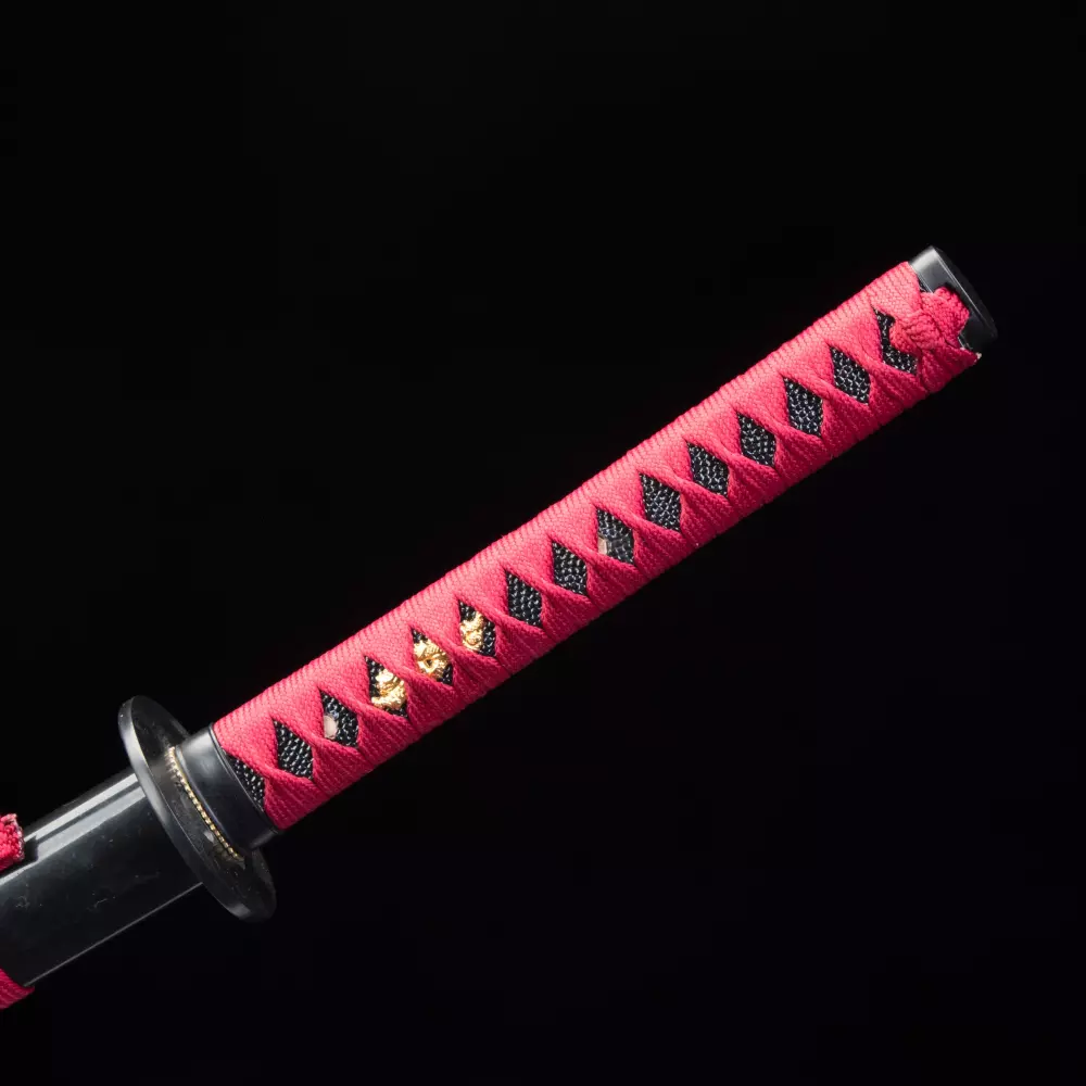 Red Handle Katana | 1060 Carbon Steel Katana with Red Ito, Black