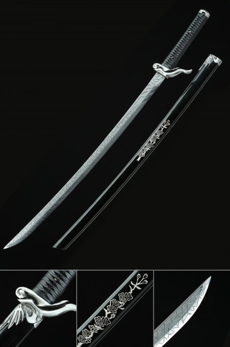 Japanese Samurai Sword High Manganese Steel With Black Scabbard