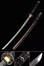 Handmade Japanese Samurai Sword High Manganese Steel With Brown Spider Scabbard And Copper Tsuba