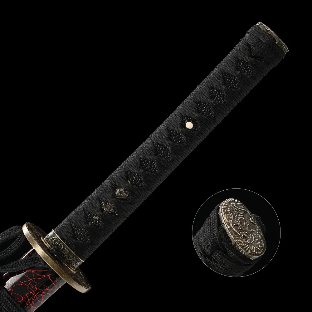 Black And Red Katana | Crane Tsuba 1095 Carbon Steel Katana, Real