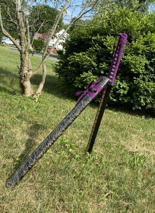 Handmade Ninjato Ninja Sword With Purple Straight Blade