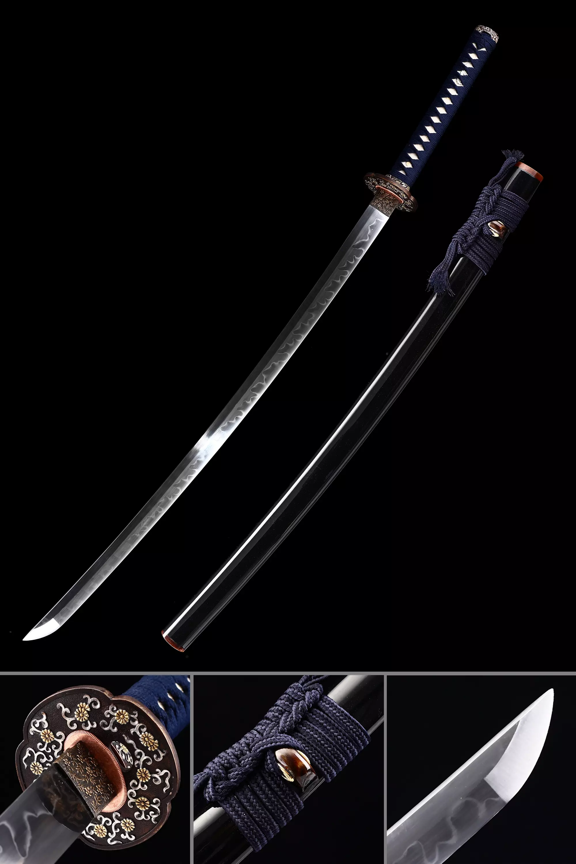 Black Katana | Handmade Japanese Katana Sword Real Hamon - TrueKatana