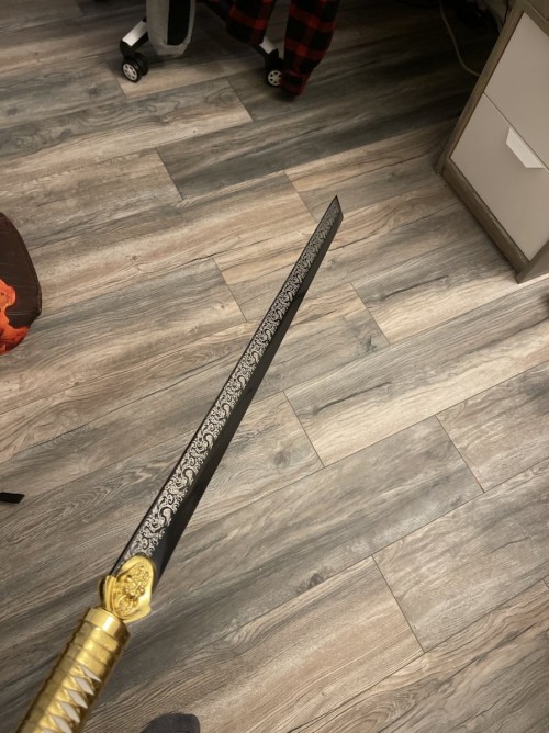 Handmade Japanese Ninjato Sword With Golden Scabbard