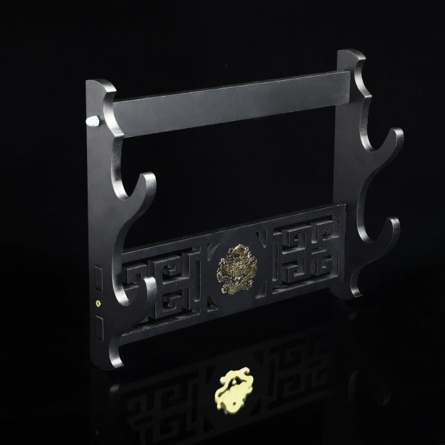 2 Tiers Katana Sword Stand Wall Mount 2-layer Stand Hanger Bracket Holder Rack Black Lacquered Wood