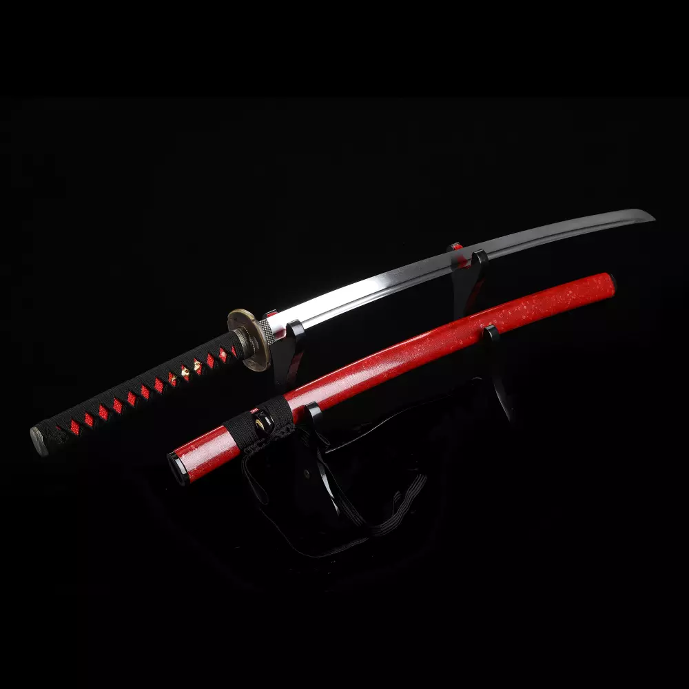 Red Katana | Spring Steel Katana with Red Lacquered Hardwood Saya