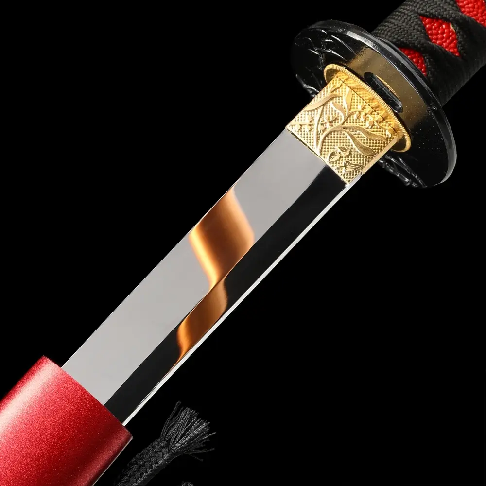 Red Katana | Bamboo Tsuba 1095 Carbon Steel Katana, Full Tang