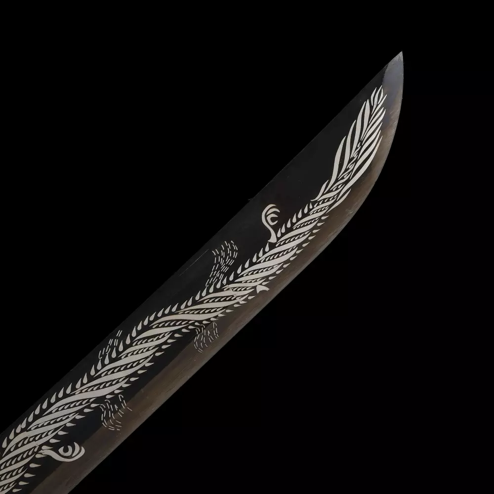 103.48cm未研磨刀カタナ剣レッドドラゴンブレードディスプレイ Red Katana | T10 Steel Red Katana with Feather-Engraved Blade and
