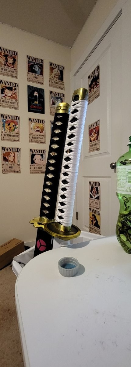 One Piece  Roronoa Zoro Shusui Katana Samurai Sword Replica With Black Scabbard