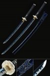 Daisho Set, Katana Sword Set - Katana & Wakizashi Sword High Manganese Steel With Blue Blade