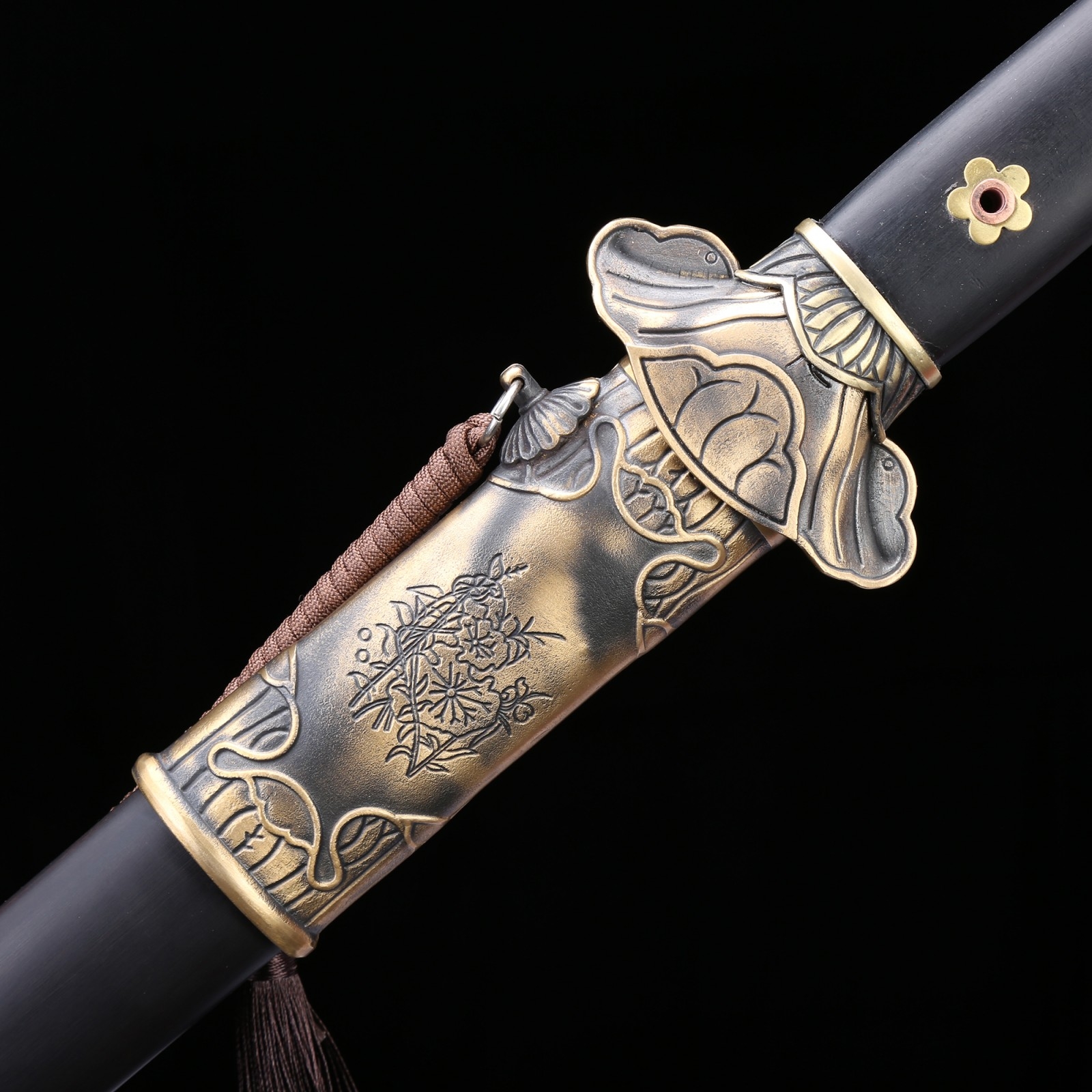 Song Dynasty Sword | Handmade Blackwood Flower Theme Damascus Steel ...