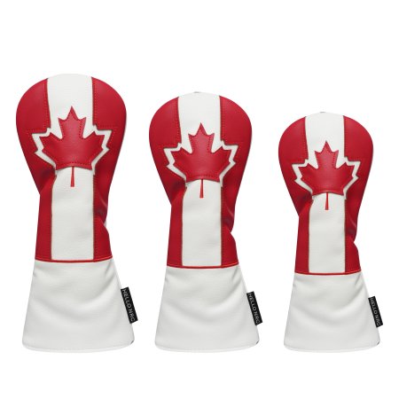 Patriotic Canadian Flag Golf Wood Headcovers Set - Red