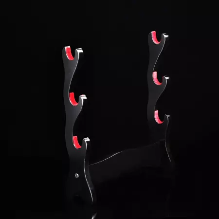 3 Tiers Sword Stand Holder Display 3-layer Rack Base Premium Piano Black Finish With Red Felt