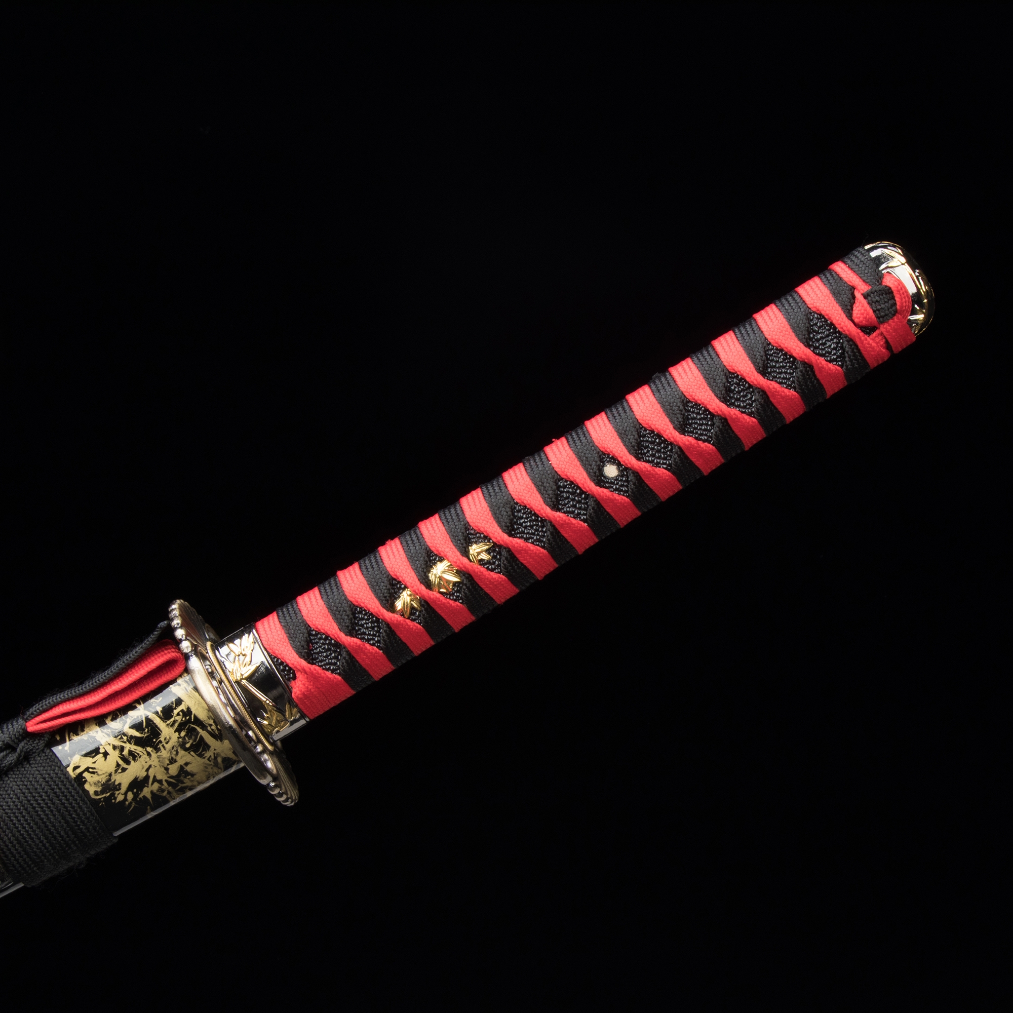 Sliver&Dark Red Damascus Steel Full Tang Blade Japanese Samurai Katana Sword 