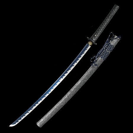 Handmade Full Tang Japanese Samurai Sword 1095 Carbon Steel With Blue Blade