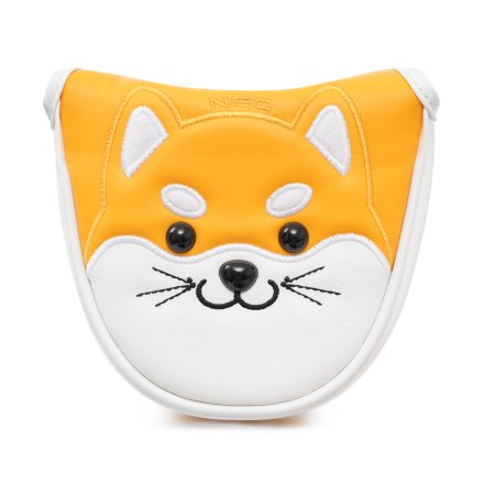 Akita Dog Semi-circle Mallet Putter Cover With Magnetic Closure - Yellow